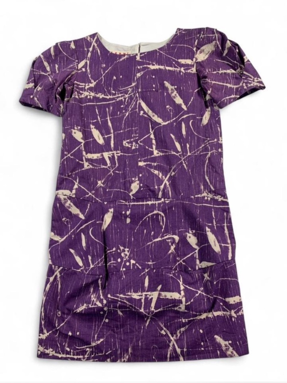 Marni Abstract Purple and Cream Structured Dress 100% Cotton Made in Italy Sz 40